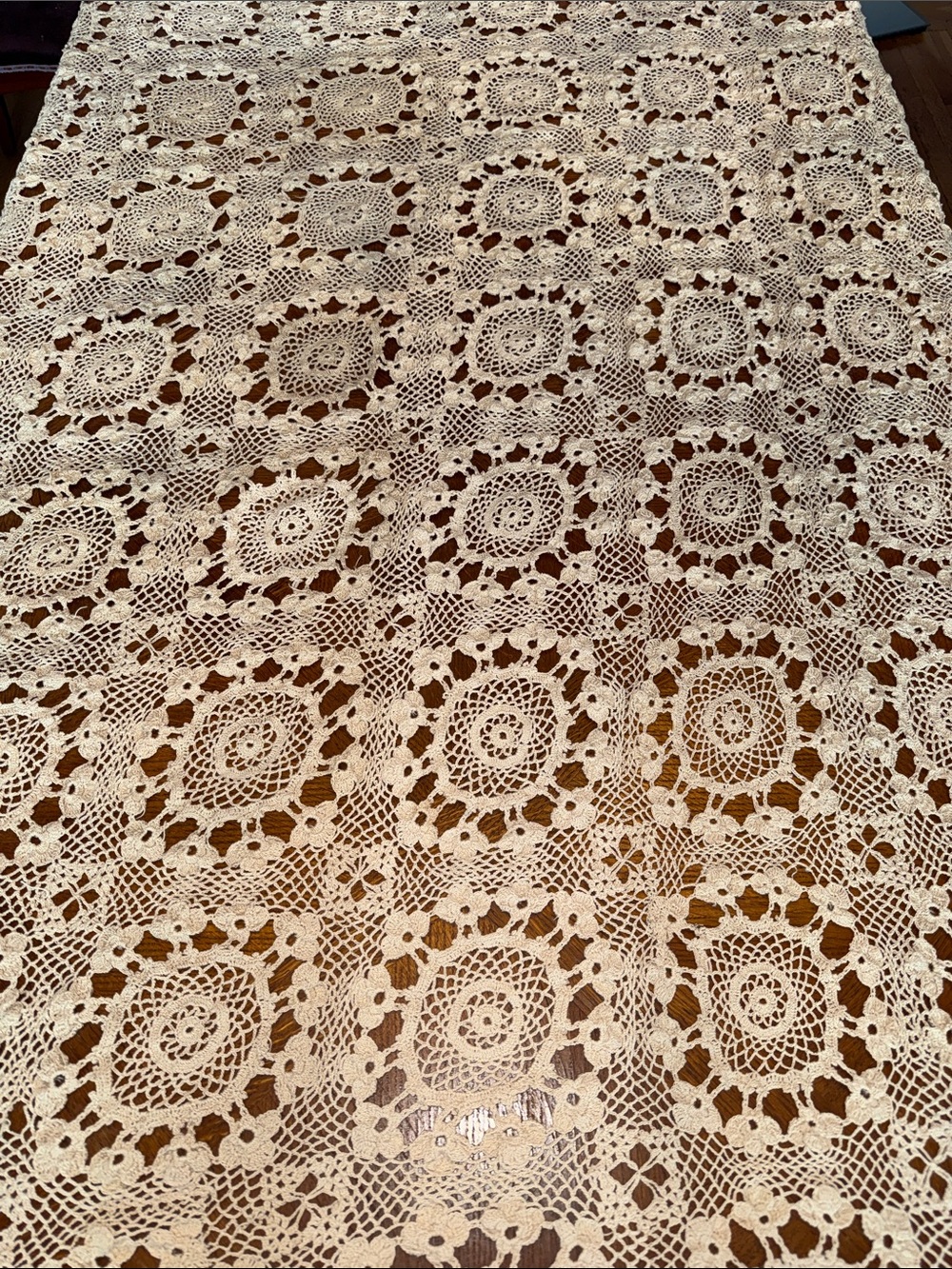 Antique lace tablecloth